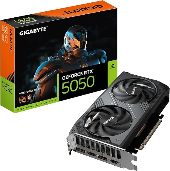 GIGABYTE GeForce RTX 5050 WINDFORCE 2X OC 8G Graphics Card 8 GB GDDR7 128-Bit PCIe 5.0 2-Fan Cooling 3x DisplayPort 1x HDMI