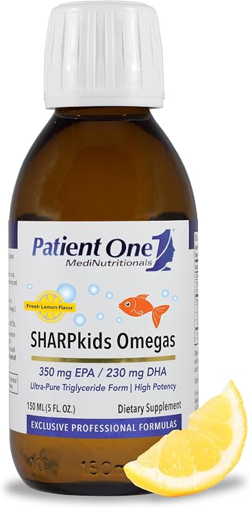Patient One SHARPkids Omega-3s | Fish Oil with EPA & DHA | 5 fl oz Liquid | High-potency lemon-flavored omega-3 fish oil supplement from wild-caught fish for heart, brain & joint health*