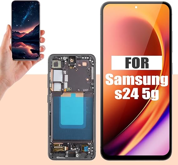 AMOLED Screen for Samsung S24 Screen Replacement S24 LCD Screen SM-S921B,SM-S921U Touch Display Digitizer Assembly Repair Parts with Frame(with Fingerprint Function) (Black)
