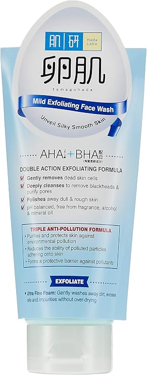 Hada Labo AHA (glycolic Acid)/ BHA (salicylic Acid) Face Wash 100g, Gentle Facial Cleanser and exfoliator