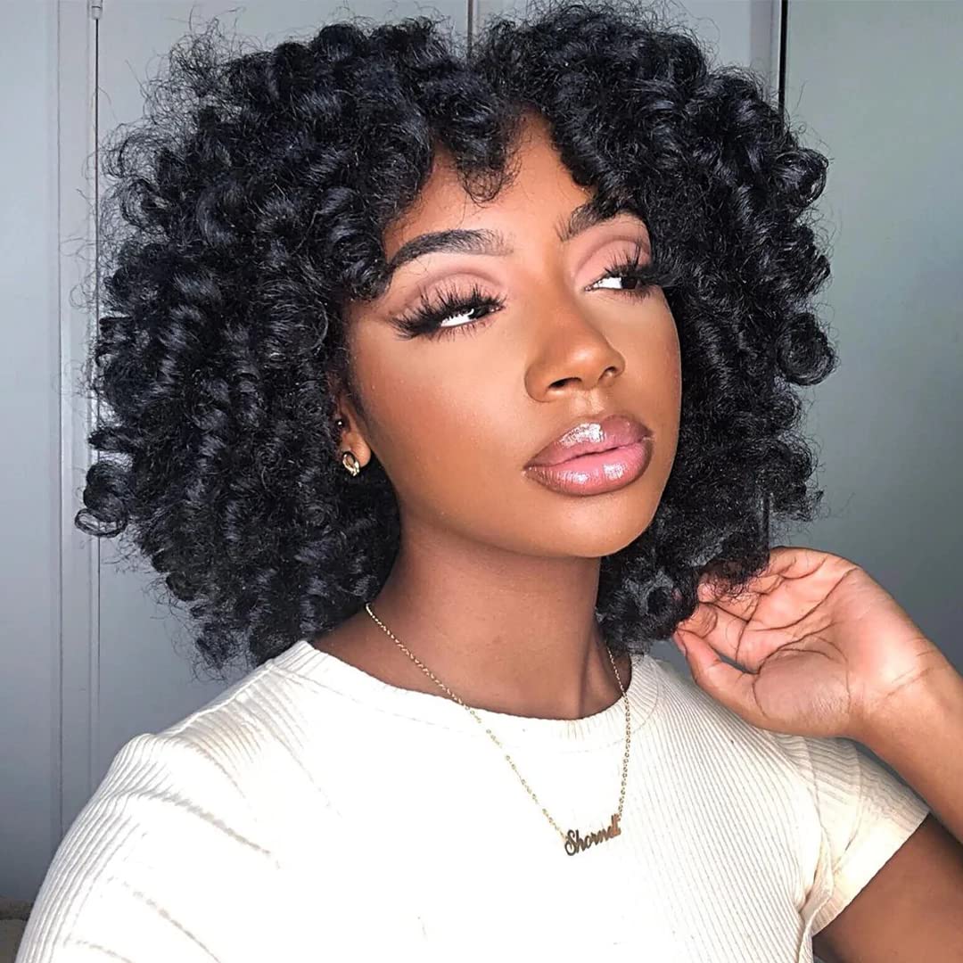 Pelokaa Jamaican Bounce Crochet Hair - 6 Inch 6 Packs Black Wand Curl Crochet Twist Braids Short Crochet Hair, Synthetic Braiding Hair Extensions 6 Inch, 1