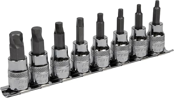 Sealey AK65603 8pc 3/8"Sq Drive Lock-OnTM Hex Socket Bit Set - Imperial