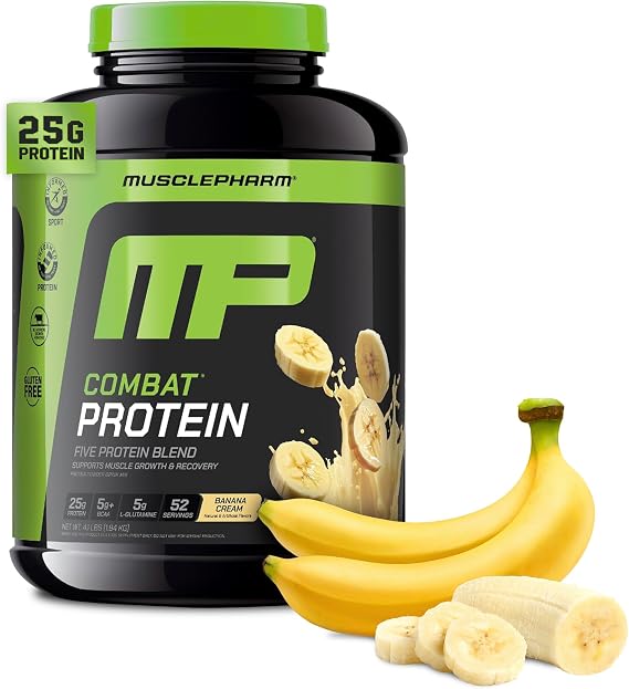 MusclePharm Combat Protein Powder | 5-Protein Blend | Banana Cream - 4.1 lb