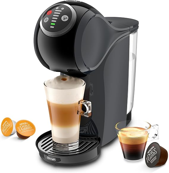 Nescafé Dolce Gusto De'Longhi Genio S Plus EDG315.CGY, Automatic Coffee Machine, Capsule Coffee Machine, Espresso Boost, Cappuccino, Energy Saving Auto Shut-Off, 15 Bar Pressure, Anthracite