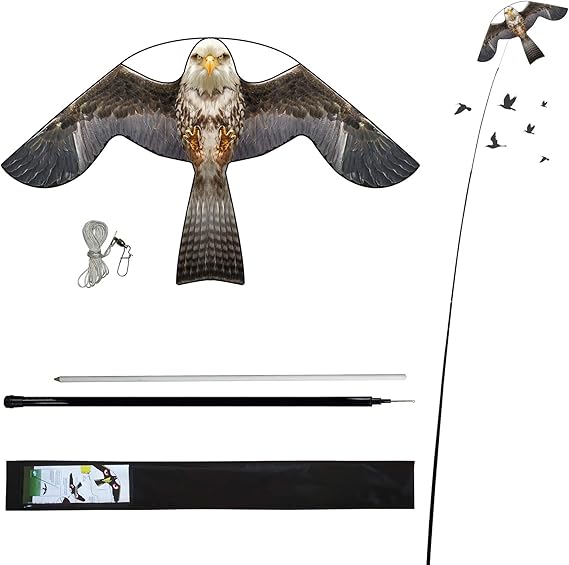 Bird Scarer Kite With 4m Pole Crop Protector Bird Hawk Flying kite