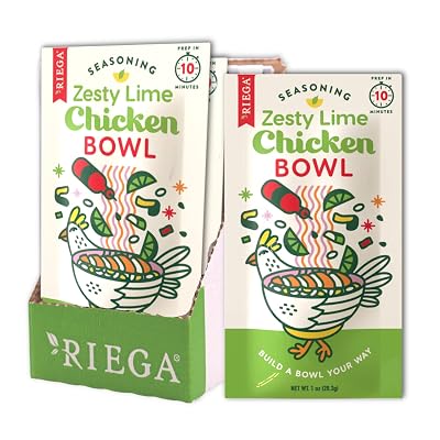 Riega Zesty Lime Chicken Seasoning, Perfect Dry Mix for Zesty Lime Chicken Salad or Rice Bowls 1 Ounce Pack of 8