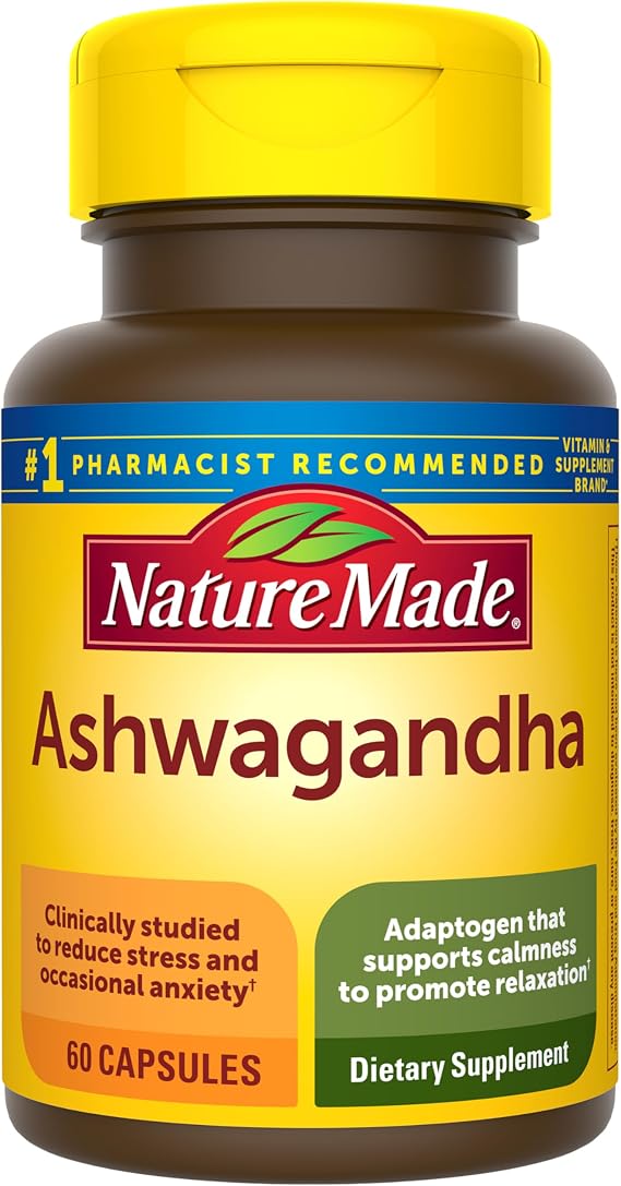 Nature Made Ashwagandha Capsules 125mg for Stress Support, 60 Capsules