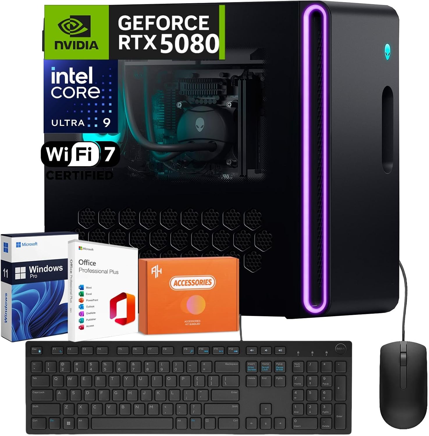 Alienware Aurora R16 2025 Gaming Desktop Computer, NVIDIA RTX 5080 16GB GDDR7, Intel Ultra 9 285KUp to 5.7GHz, Wi-Fi 7, 64 GB DDR5, 8 TB SSD, Custom RGB Lights, Win 11 Pro, Office Pro Lifetime