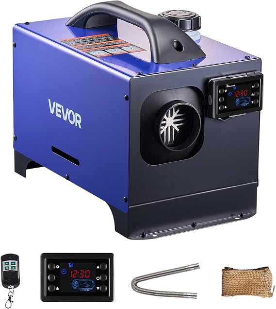 VEVOR Diesel Heater, 8KW, DC 12V/24V, All in One Portable Diesel Air Heater with Remote Control and LCD Display, Fast Heating Low Noise, 1.3 Gal Fuel Tank for Vehicles, RVs, Vans, Tractors and Trucks