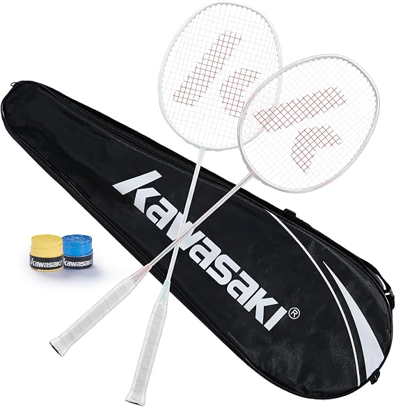 Badminton Racket Professional Graphite Shaft Badminton Set of 2 Ultra Light Shuttlecocks Racket for Training Sports Entertainment with 2 Overgrips and 1 Carry Bag