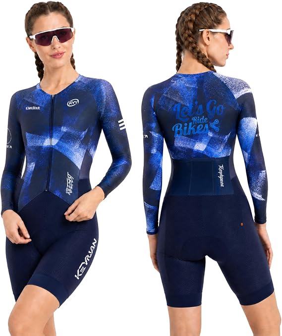 Women’s Triathlon Cycling Skinsuit | Aero One-Piece Road Bike Suit with High-Density Padded Chamois, Breathable Quick-Dry Fabric & UPF 50+