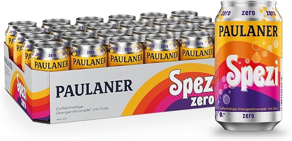 Paulaner Spezi Zero soft drink with cola and orange without sugar disposable (24 x 0.33 l) ohne Zucker EINWEG