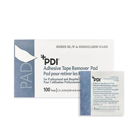 PDI Healthcare B16400 Adhesive Tape Remover Pad, 1.25" x 2.625" Size (Pack of 100)