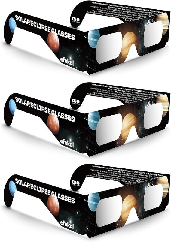 efekol Solar Eclipse Glasses, EN ISO 12312-2 and CE Certified