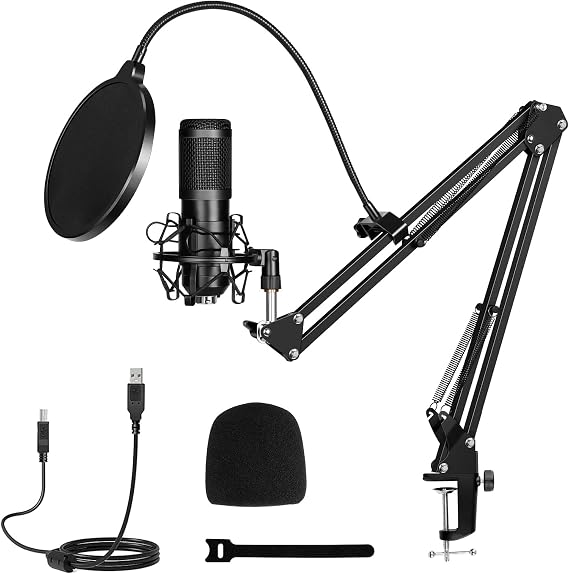 Professional USB Microphone Kit, Condenser Studio Microphone 192KHz/24 Bit