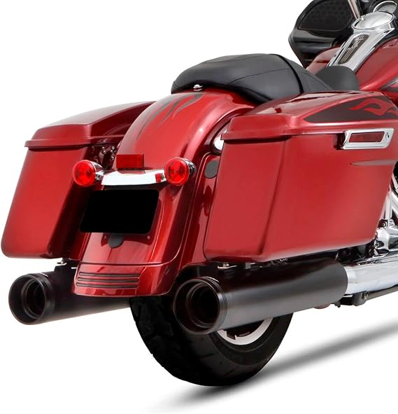 500-0186 Rinehart Racing DBX45 4.5" Black Slip-On Mufflers with Black Tradition End Caps for 2017-Newer Harley Touring Models