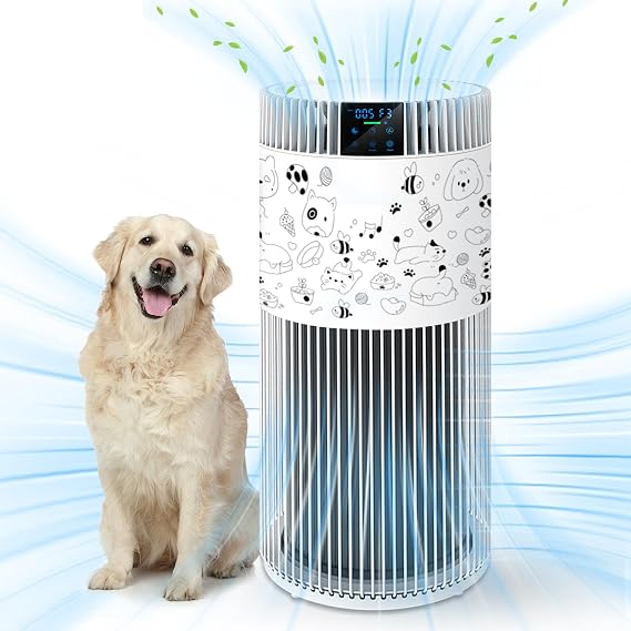 Air Purifier for Home Large Room 2500 Ft2 with Washable Filters, Pet Air Purifier for Bedroom with PM2.5 Sensor, 20dB Sleep Mode, 360 Purification, 12H Timer for Remove Dust, Odor, Smoke