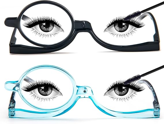 MMOWW 2 Pairs Makeup Reading Glasses for Women Magnifying Flip Down Cosmetic Readers