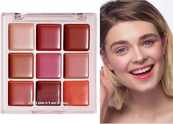 Lip Palette | Lip Pallete 9 Colors - Moisturizing Non-Sticky Cosmetic Waterproof Long-Lasting for Girls Special Occasions Party Makeup Professional
