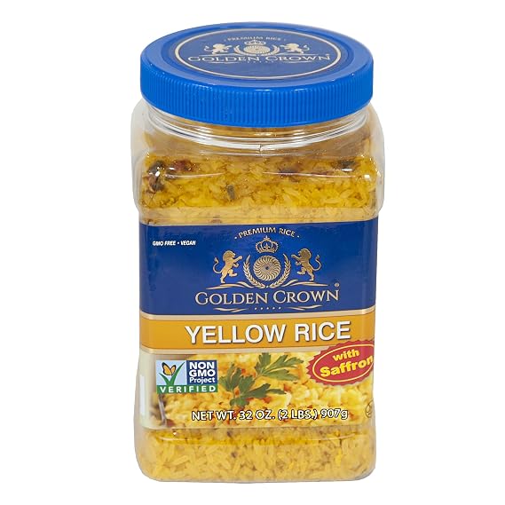 Golden Yellow Rice With Saffron, 32oz, Long Grain Parboiled Saffron Rice