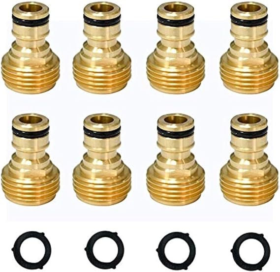 Garden Hose Quick Connector 3/4 inch GHT Brass Easy Connect Fitting Male Only (3/4" 8PCS))