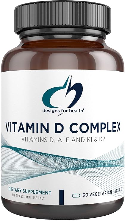 Designs for Health Vitamin D Complex - 2000 IU VIT D3 with Vitamins A, E (tocopherols + tocotrienols), K (K1 + K2) - Bone + Immune Support Supplement - Non-GMO + No Soy (60 Capsules)