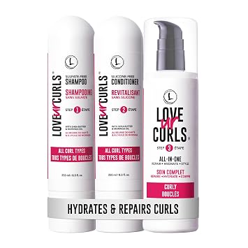 Love Ur Curls - Shampoo &amp;amp; Conditioner Set with All in One Curl Cream Styler for Kinky &amp;amp; Coily Hair, 3 Step System for Repair and Moisturizing
