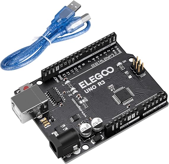 ELEGOO UNO R3 Controller Board ATmega328P, Compatible with Arduino | 14 Digital I/O, 6 PWM, 6 Analog Inputs, 32KB Flash, CH340C, USB Cable, Faster Transfer Rate, Beginners Starter Kits