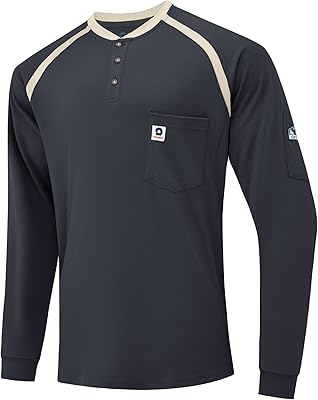 FR Shirts for Men CAT2 Flame Resistant Shirts 6.5oz Light Weight Long Sleeve Fire Retardant Shirts
