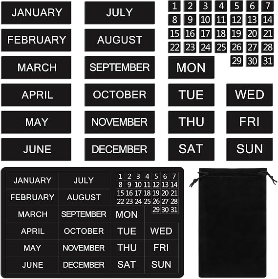 50 Pcs Calendar Magnet Numbers for Whiteboard and Refrigerator, Magnetic Days of the Week and Months Magnetic Calendar Dates Indicators for Office 10.4 x 6.7 Inch