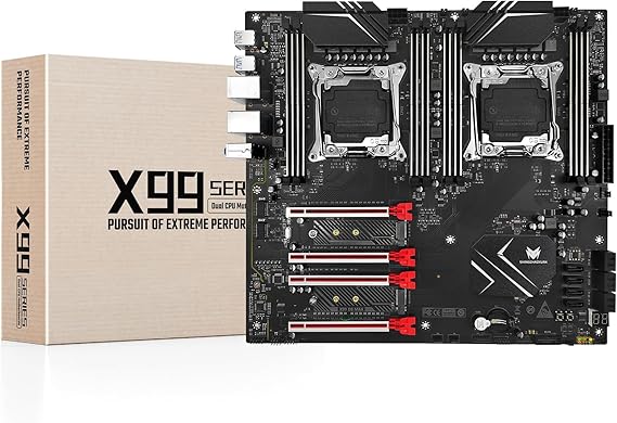 X99 Dual CPU Motherboard LGA 2011-3 Server Motherboard for Intel i7 5th/6th Gen Xeon E5 V3/V4 Series (E-ATX, 8*DDR4 ECC Max 256G, 2*NVME M.2, 2*Gb LAN, SATA 3.0, PCIe 3.0)