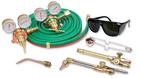 Complete Medium-Duty Cutting, Welding, and Heating Outfit, Oxy Acetylene Torch Kit, Cuts up to 5", Welds up to 1.25" Steel, Victor Compatible Tool Set, Tested in the USA