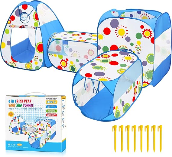 MAIKEHIGH Children's Play Tent with Tunnel 4 in 1 Pop Up Children's Tent
