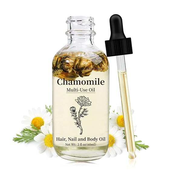 NP NATURES PHILOSOPHY Chamomile Multi-Use Oil for Face, Body and Hair - Plant Fragrant Essential Oil for Dry Skin, Scalp and Nails - 2 Fl Oz