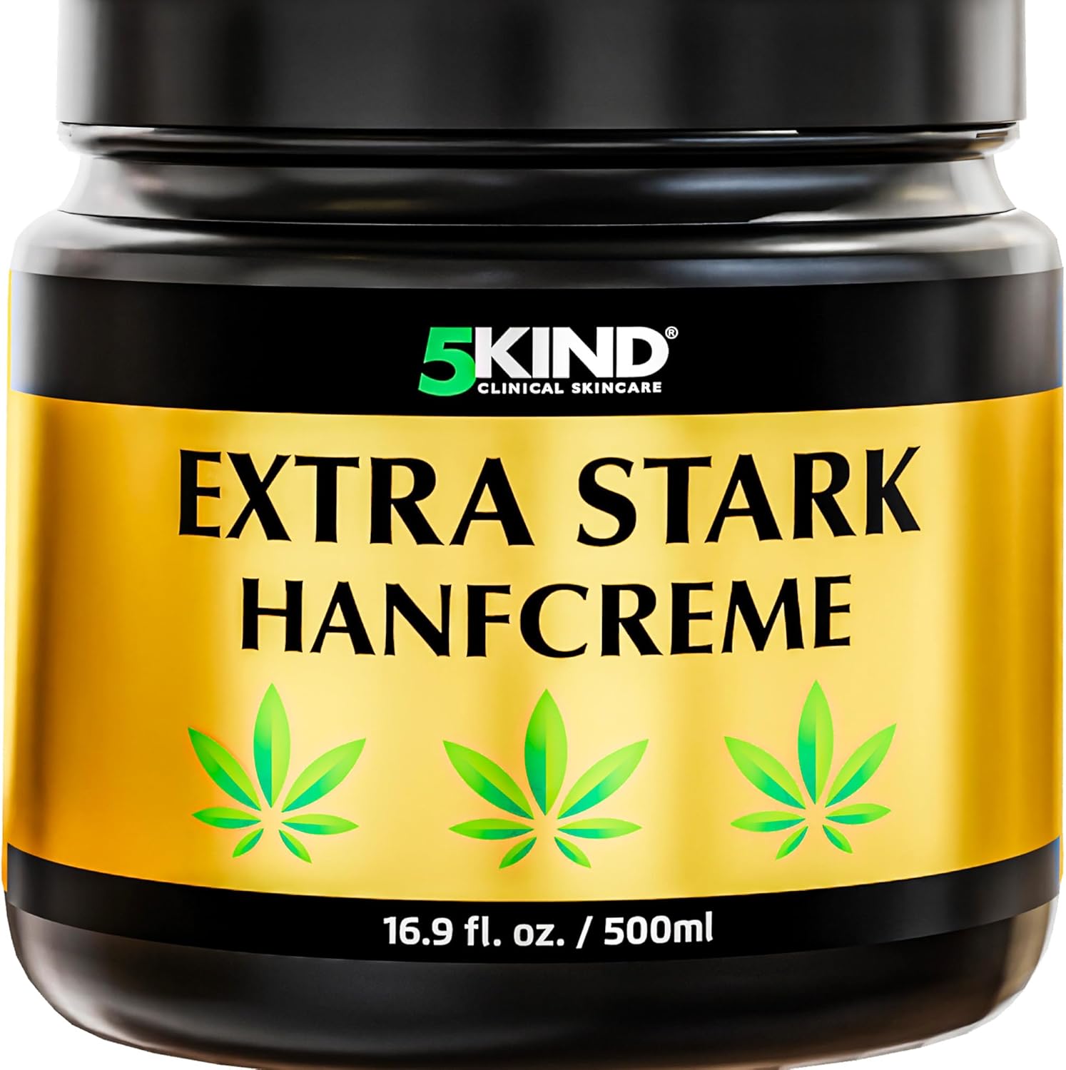 5kind Extra Starke Hanfcreme 500ml - Hochkonzentriertes Hanföl und Arnika-Creme - zur Massage von Gelenken & Muskeln unterem Rücken Knien Nacken & Schultern - Reich an natürlichen Extrakten