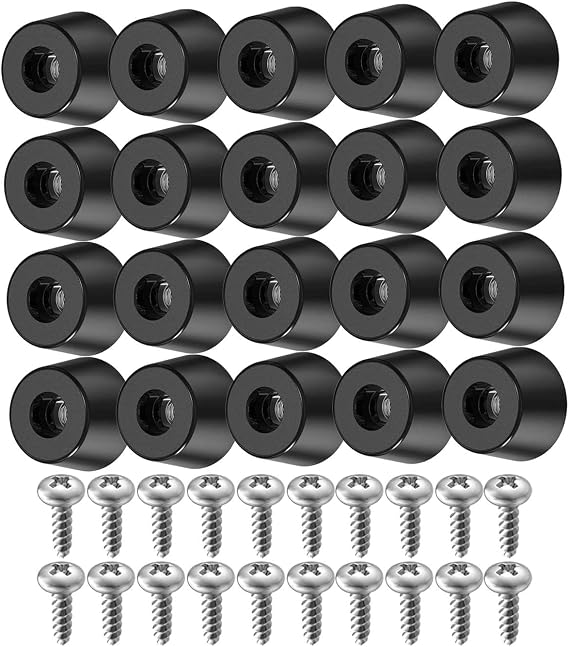 1.5 Inch Diameter Rubber Feet for Cutting Board with Stainless Steel Screws & Washer, Non Slip Cutting Board Feet 20 Pieces,Black Rubber Feet for Furniture, Chairs, Electronics