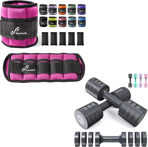 Adjustable Ankle Weights with Hand Weights Set