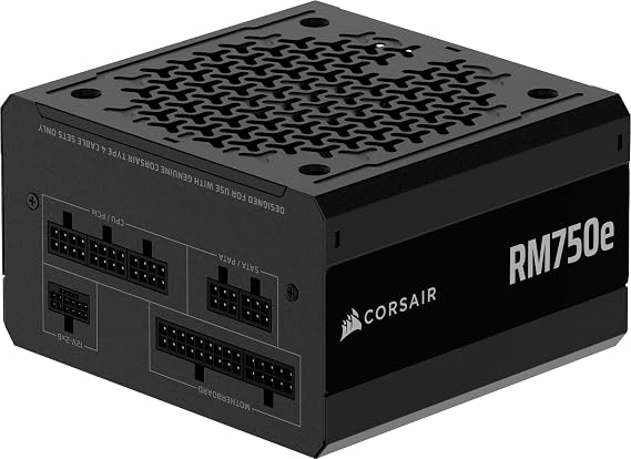CORSAIR RM750e (2025) Fully Modular Low-Noise ATX Power Supply with 12V-2x6 Cable ATX 3.1 & PCIe 5.1 Compliant, Cybenetics Gold Efficiency, 105C-Rated Capacitors, Modern Standby Mode Black