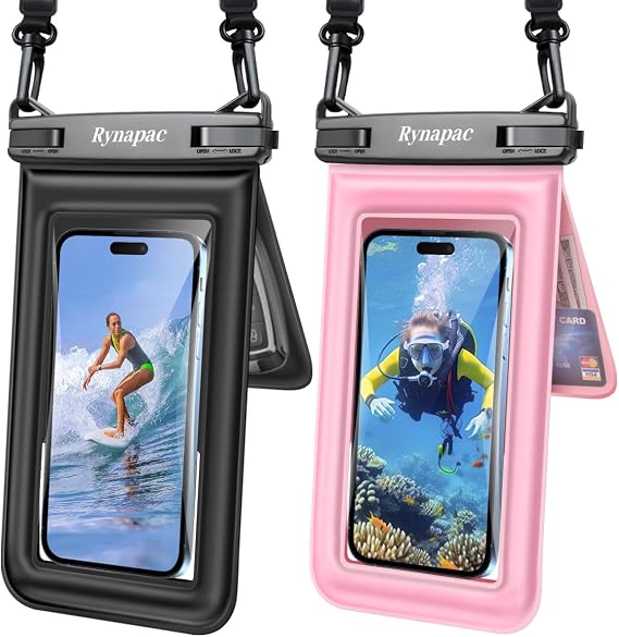 Rynapac Double Space Floating Waterproof Phone Pouch [Up to 8.5''], 2 Pack