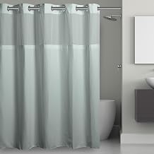 Hookless It’s A Snap! Waffle Shower Curtain, 3-in-1 Shower Curtain Includes Fabric Shower Curtain with Sheer Top Window, Flex-On Rings & Fabric Liner, 54” x 80”, Misty Blue