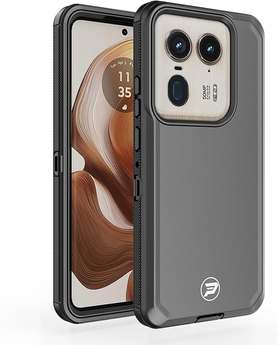 Case Compatible with Motorola Edge 50 Ultra 5G and Moto X50 Ultra, Rugged Triple Layer TPU and PC Smooth Case Black/Black