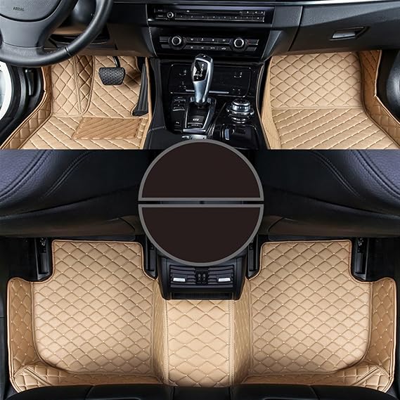Car mat Custom Car Floor Mats for Nissans Patrol Y61 Foot Coche Accessories Auto Carpets (Color : Beige)