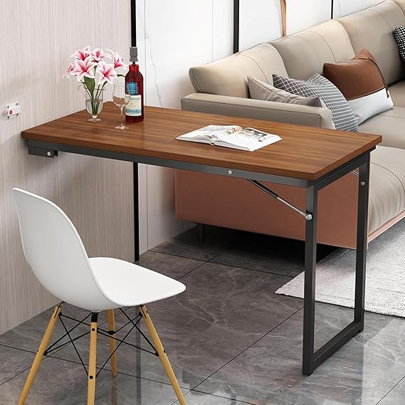 Wall Mounted Drop Leaf Dining Table for Kitchen, Bedroom - Wooden Folding Desk Suitable for Dining Room