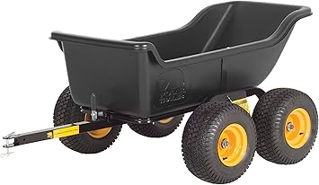 Polar Trailer 8261 Heavy Duty Tandem Axle 1200 lb. 15 Cubic Foot ATV UTV Lawn Mower Trailer TA1200 and Wide Track Rubber Wheels Hauling Outdoor - Black