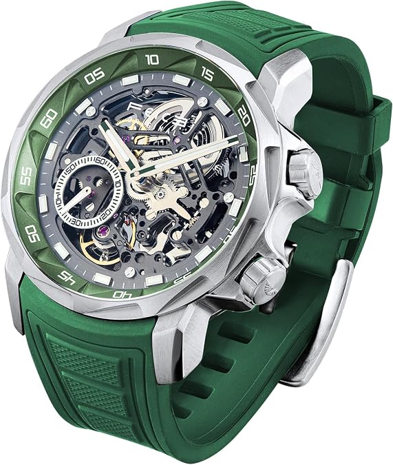 FEICE FM511 Skeleton Auto Watch, Sapphire Luminous 5ATM Steel Strap.