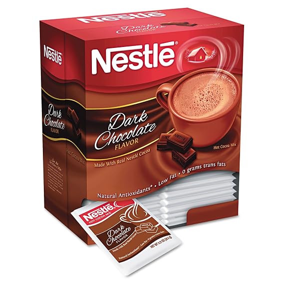 NestlA Hot Cocoa Mix Powder, Dark Chocolate, 0.71 Oz, 50/Box