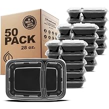 Freshware Meal Prep Containers [50 Count ] 2 Compartment with Lids, Food Storage Containers, Bento Box, BPA Free, Stackable, Microwave/Dishwasher/Freezer Safe (32 oz)