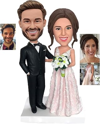 Couple 6789 Inch,Custom Bobblehead Figurine Fully Customizable Wedding Cake Topper,Handcrafted Couple Dolls Personalized Figurines from Your Photo,Unique Gift for Anniversaries,Weddings,and Friends
