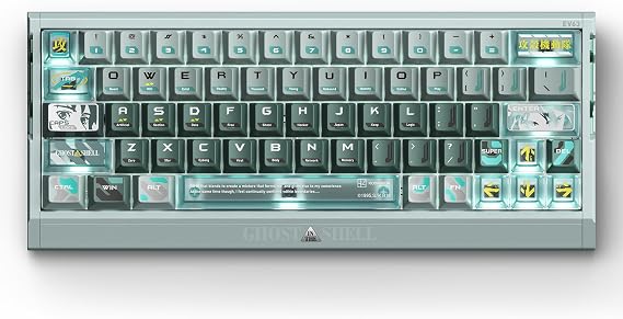 IQUNIX EV63 Ghost in the Shell Gaming Keyboard, Shell Core | 60% Wired Hall Effect Keyboard, 0.01mm RT, CNC Aluminum Case, FPS Control, Cyberpunk Keycaps for Themed Setups