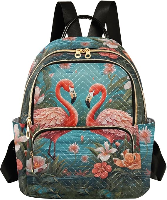 Women's Small Backpack Tropical Flamingos Mini Backpack Purse, S